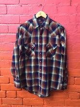 Vintage 80s check western cowboy rodeo shirt with gold thread size medium